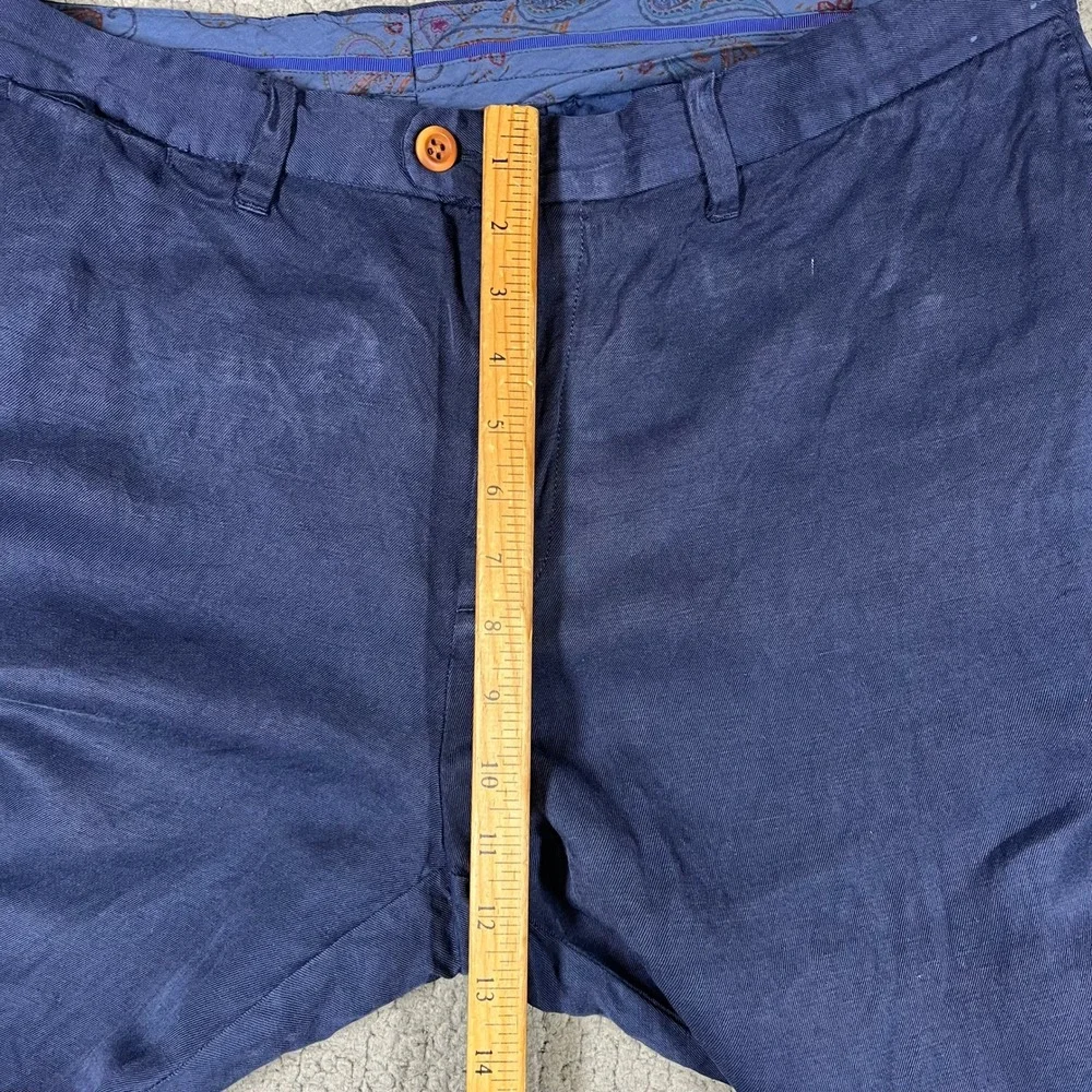 Tommy Bahama Pants Linen Blend Mens 38x30 Navy Blue Flat Front Paisley